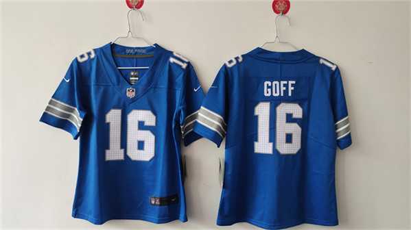 Womens Detroit Lions #16 Jared Goff Blue Vapor Stitched Jersey